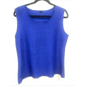 Women's Blue Crinkle-style Sleeveless Scoop Neck Knit Tank Top Size M No Tag